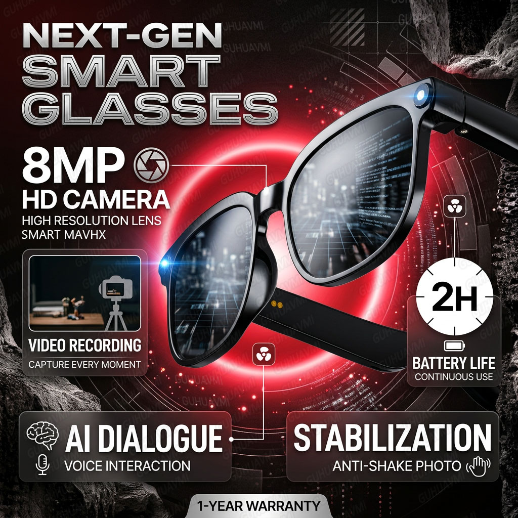 Audio Music For Video - Lunettes Caméra Intelligentes Sans Fil 1080P