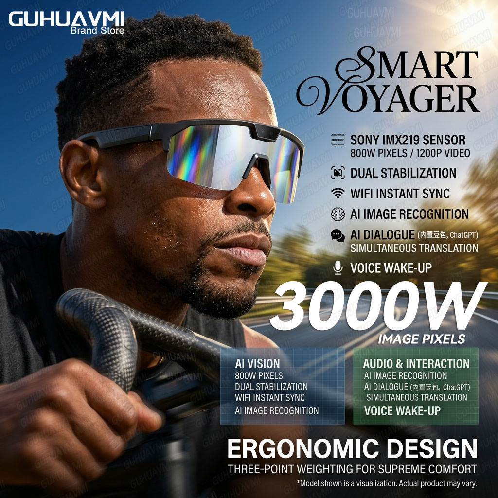 Audio Music For Video - Lunettes Intelligentes Photochromiques avec Caméra HD