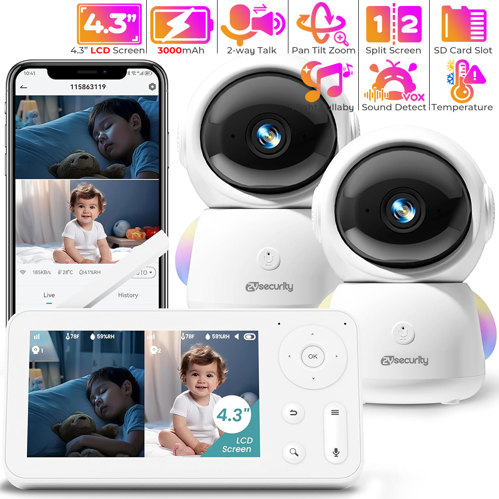Audio Music Visualizer - Babyphone 2K avec 2 Caméras et